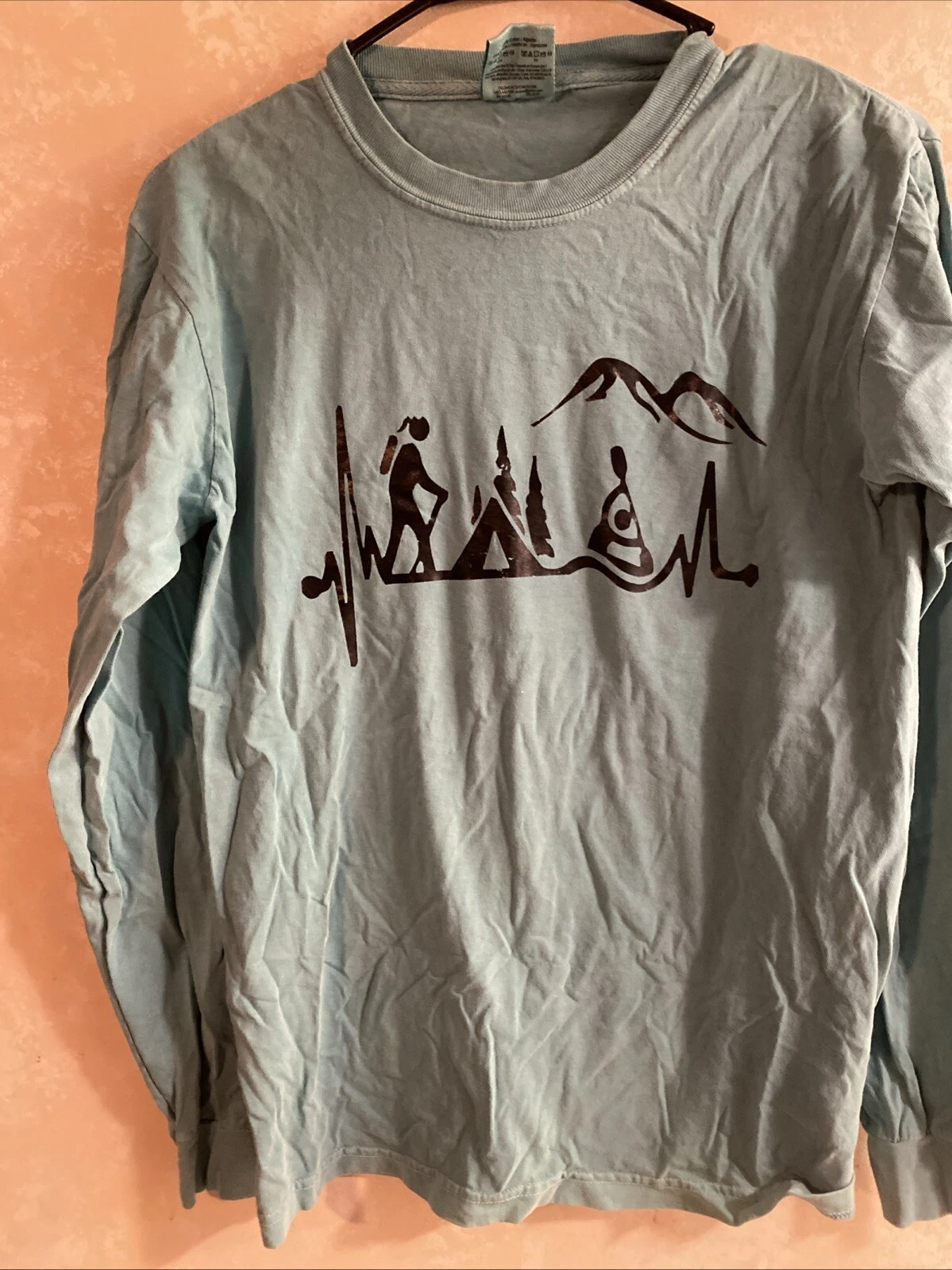 Small Comfort Color Long Sleeve Shirt With Girls Outdoor Heartbeat Image
