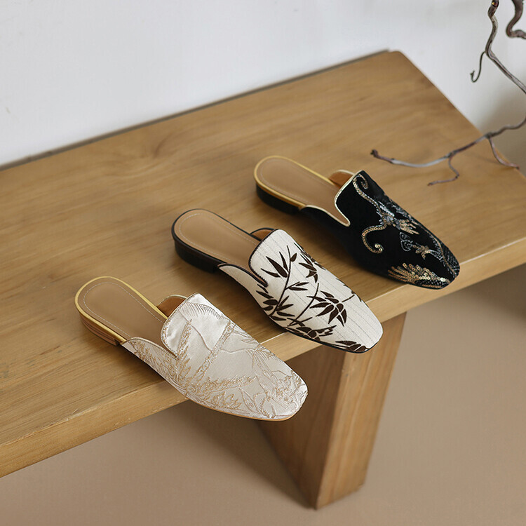 PANTOFOLA D’ORO Scarpe sandali casual estivi donna ciabatte ricamo stile cinese nuove