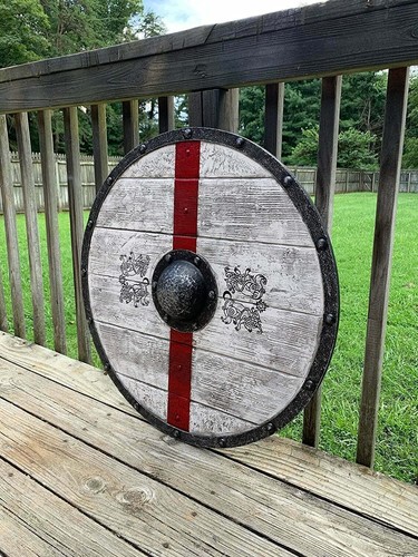 Medieval Tostig’s Viking Shield with Belt Strap Round Shield - Picture 3 of 5