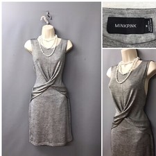 Minkpink Women's Grey Twisted Front Sleeveless Occasion Dress Medium