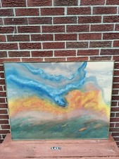 VINTAGE ORIGINAL Santa Anna Abstract Horizon 40.25x32.25 Framed Annette N Haley