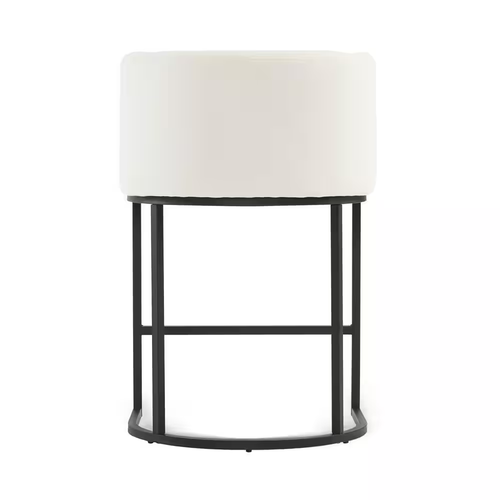 New 26" Beige Black Low Back Bar Stool Set of 2 Metal Frame Linen Upholstered - Picture 5 of 11