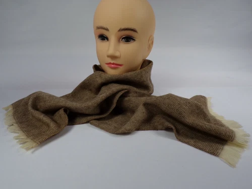 Vintage Wool Scarf Brown Tweed 100% Australian Wool 48" x11" USA Made EUC