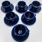 FiestaWare Cobalt Blue Coffee/Tea Cup and Saucer Set of 6 Homer Laughlin HLC