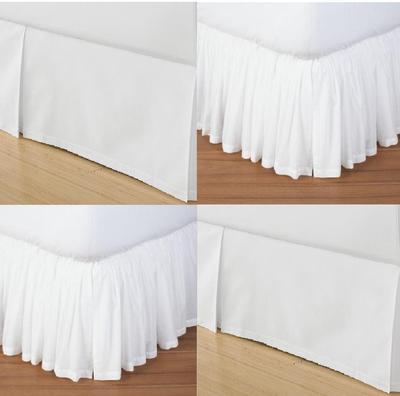 White Solid SPLIT Corner Bed Skirt Tailored Gathered 700 TC Egyptian Cotton New!