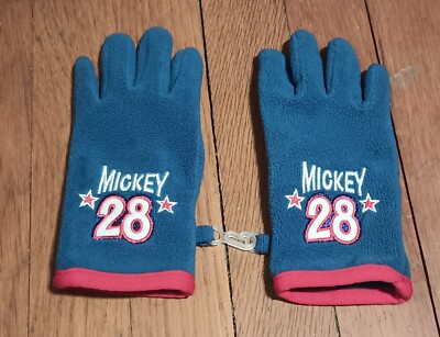Disney Store Vintage Mickey 28 Winter Gloves Size 4T-5T Blue With Red