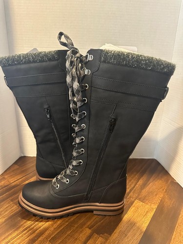 Jellypop Minnesota Riding Boots Womens Sz 6M Black Tall Buckle Lace Up Outdoor - Picture 5 of 8