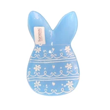Transpac Blue BUNNY RABBIT Shaped Ceramic Spring Easter Flowers PLATE New
