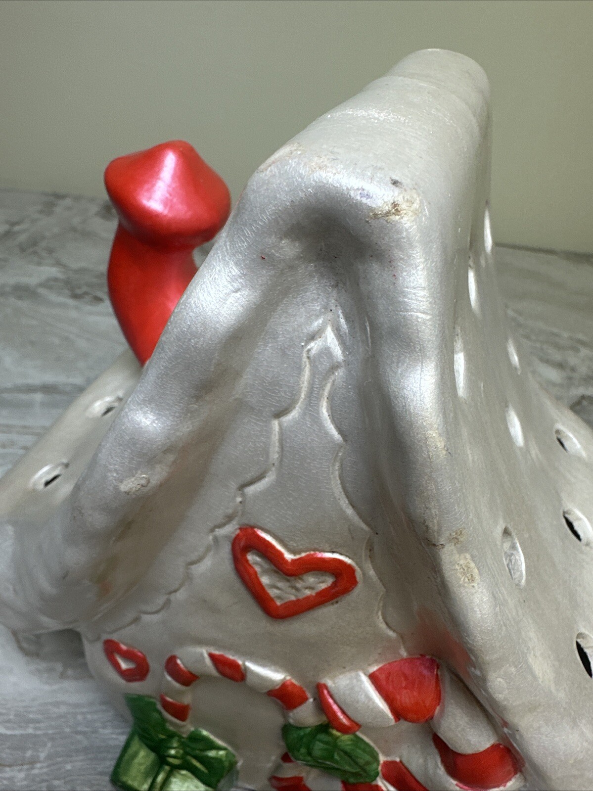 Vintage Gingerbread Candy House Style Ceramic Christmas Tea Light Candle Holder