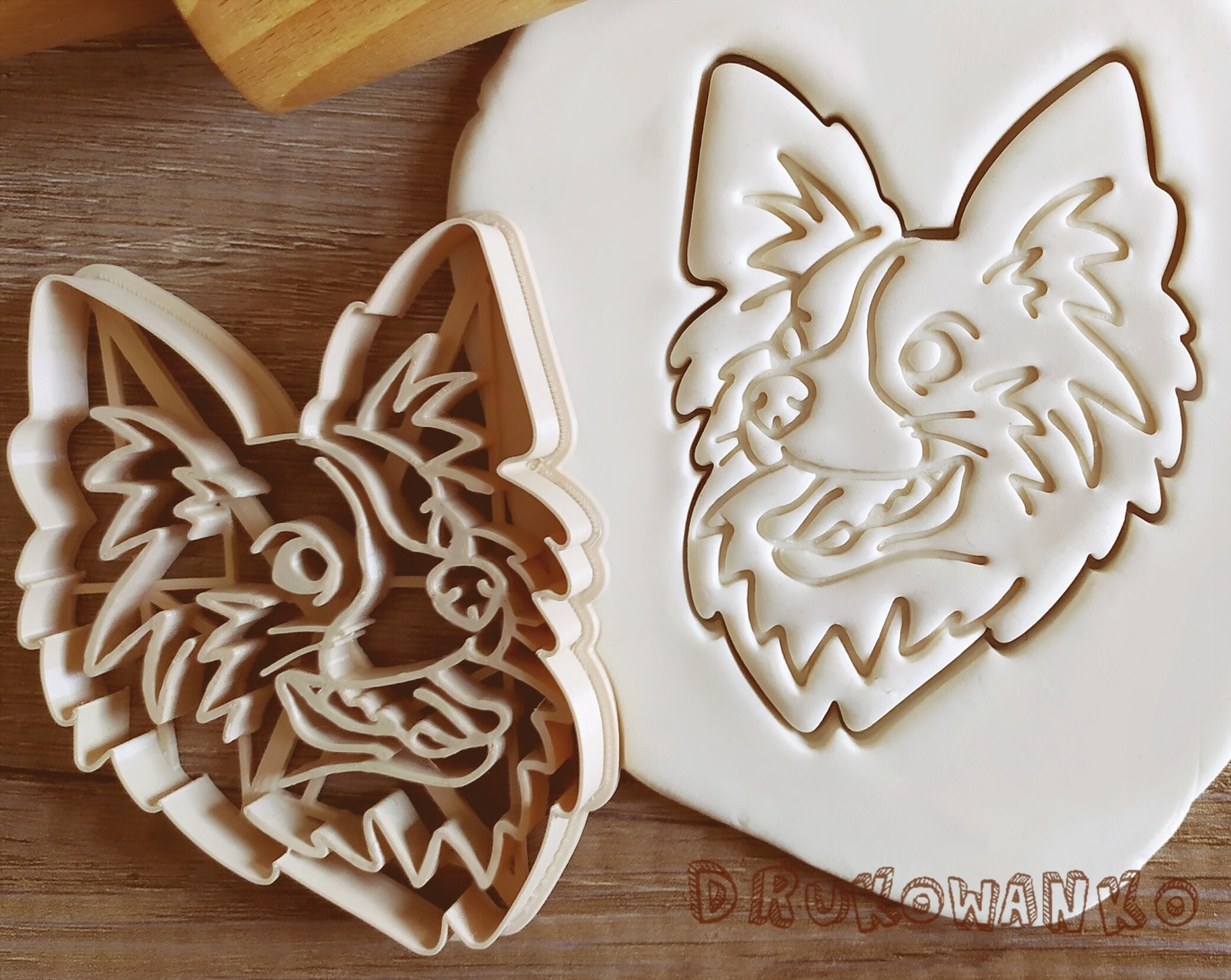 Papillon Head Dog Cookie Cutter Pastry Fondant Dough Biscuit Pet Animal Doggo