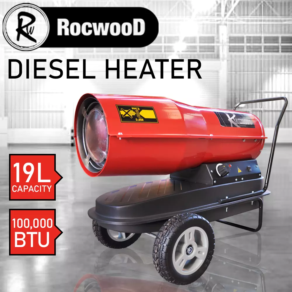 Diesel Kerosene Space Heater 19L 30kW RocwooD 100 000 BTU Workshop Garage