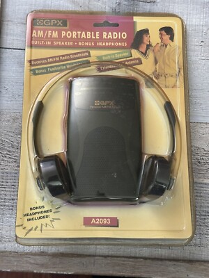 GPX A2093 AM/FM Portable Radio with Headphones & Built-In Speaker SEALED