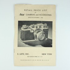Leica Camera and Accessories - Retail Price List - Leitz 1948 - Vintage Booklet