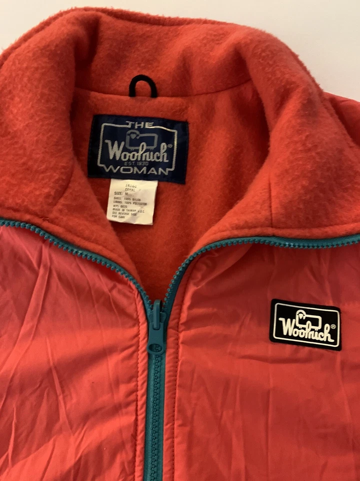 Chaqueta de Colección Woolrich Mujeres Nylon Melocotón Coral Cremallera Completa Chaleco Talla Mediana  Foto 4 de 4