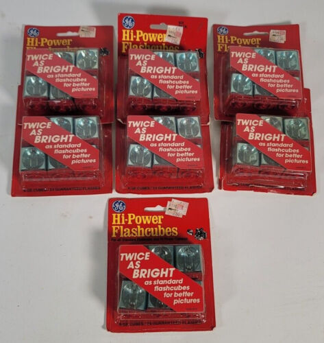 Lot of 7 Packages Vintage GE Cubes Hi-power Flashcubes 6 per Pack Camera