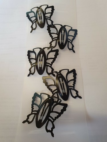5x Damas Negro Artístico Cabello Mariposa Deslizantes Barrette Snap Clips Vendedor del Reino Unido - Imagen 10 de 10