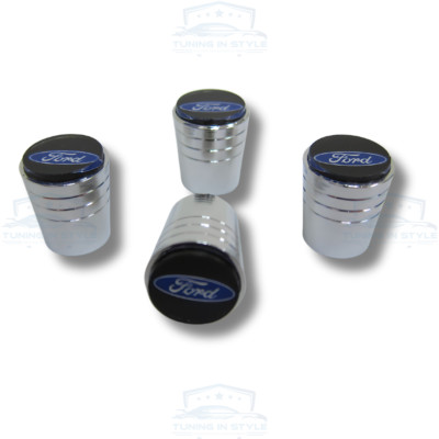 4pc Ford Oval Emblem Triple Plated Chrome Tire Stem Valve Caps Official Licensed