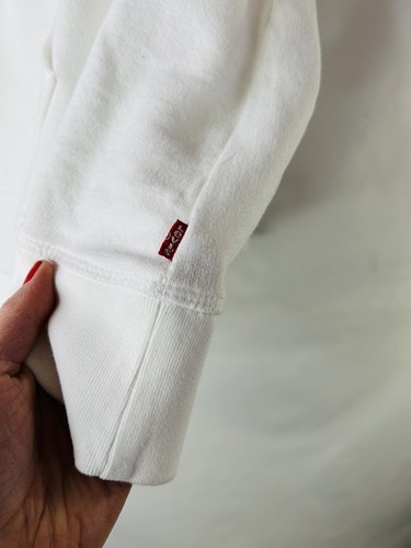 New Levis Womens 1XL Spell Out Hooded Sweatshirt Hoodie White - Picture 7 of 7