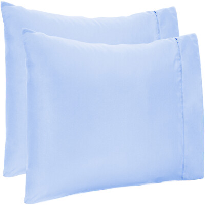2 PCs OR 4 PCs Pillow Case Pair 100% Cotton Sky Blue Solid Queen,King Size