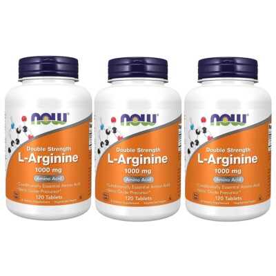 Now Double Strength L-Arginine 1000mg 120 Tabs  [3 Pack]