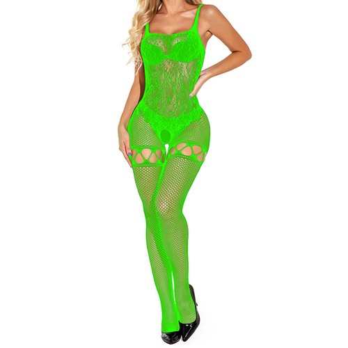 Women's Sexy Mesh Bodytockings Hollow Out Fishnet Sleepwear Open Crotch Jumpsuit - Picture 39 of 45