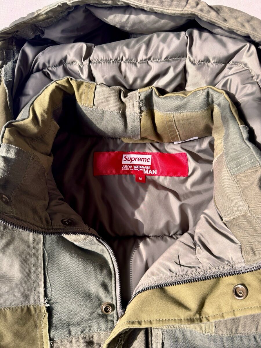 Supreme Junya Watanabe Patchwork Puffy Jacket Olive M FW21 Supreme Junya Watanabe Patchwork Puffy Jacket Olive M FW21