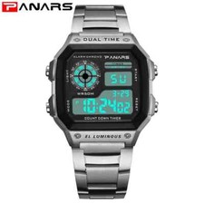 PANARS Top Luxury Stainless Steel Strap Sport Digital Waterproof Back Light