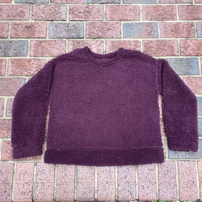 NEW Francescas Women's Size Large Teddy Burgundy Pull Over Sweater Sherpa L
