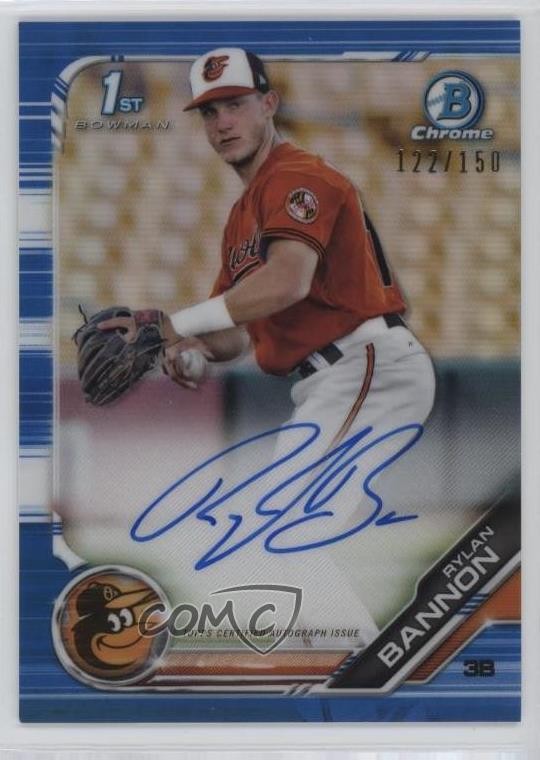 2019 Bowman Chrome Prospect Blue Refractor 122/150 Rylan Bannon #CPA-RB Auto 0he