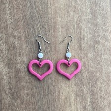 00s Pink and White Heart Drop Earrings for Women Girls Trendy Jewelry Gift