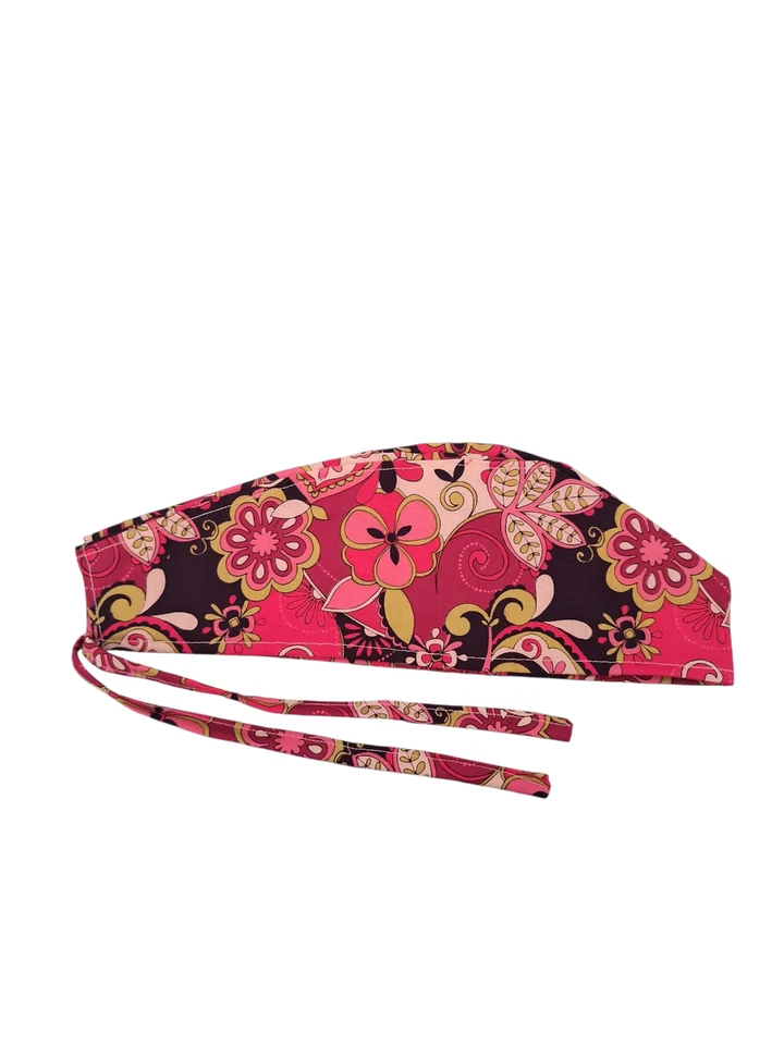 Pink, Black and Bold Multi Color. Tie Back Scrub hat / cap Surgical Medical - Image 2 of 2