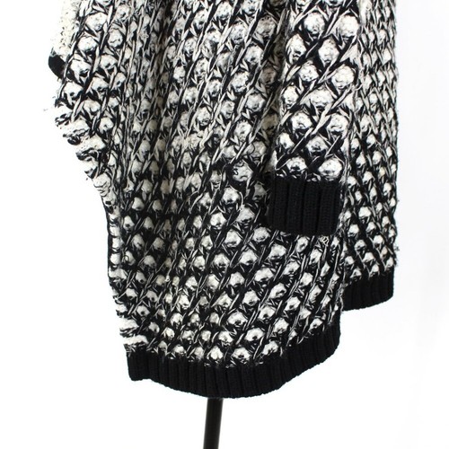 Alice + Olivia Ombre Cardigan Novelty Cascade Wool Blend Cream Black Tan S - Afbeelding 4 van 8