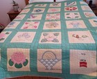 Vintage Friendship Sampler Quilt Signed by Quilters (76" x 92")