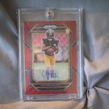Panini 2022 Prizm Calvin Austin III #338 Red Wave Rookie Auto /149 Steelers