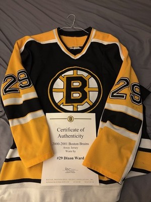 Boston Bruins Game Used Jersey - Dixon Ward 2000-2001 Season with CoA, Size 56. 