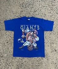 Vintage 90s Looney Tunes Made In Usa NFL Taz Ny Giants Tee SZ Large fits size M