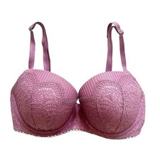 Victoria's Secret Dream Angels Pink Lace Lined Demi Bra 32DD Dusty Rose
