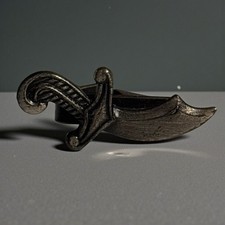 Scimitar Sarasin Sword Tie Bar Clip Knife Blade Tiny Mini Accent Silver Tone VTG