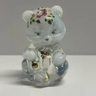 Vintage Fenton Glass Bear Hand Painted Figurine Signed Brenda Williams 1980's 4”