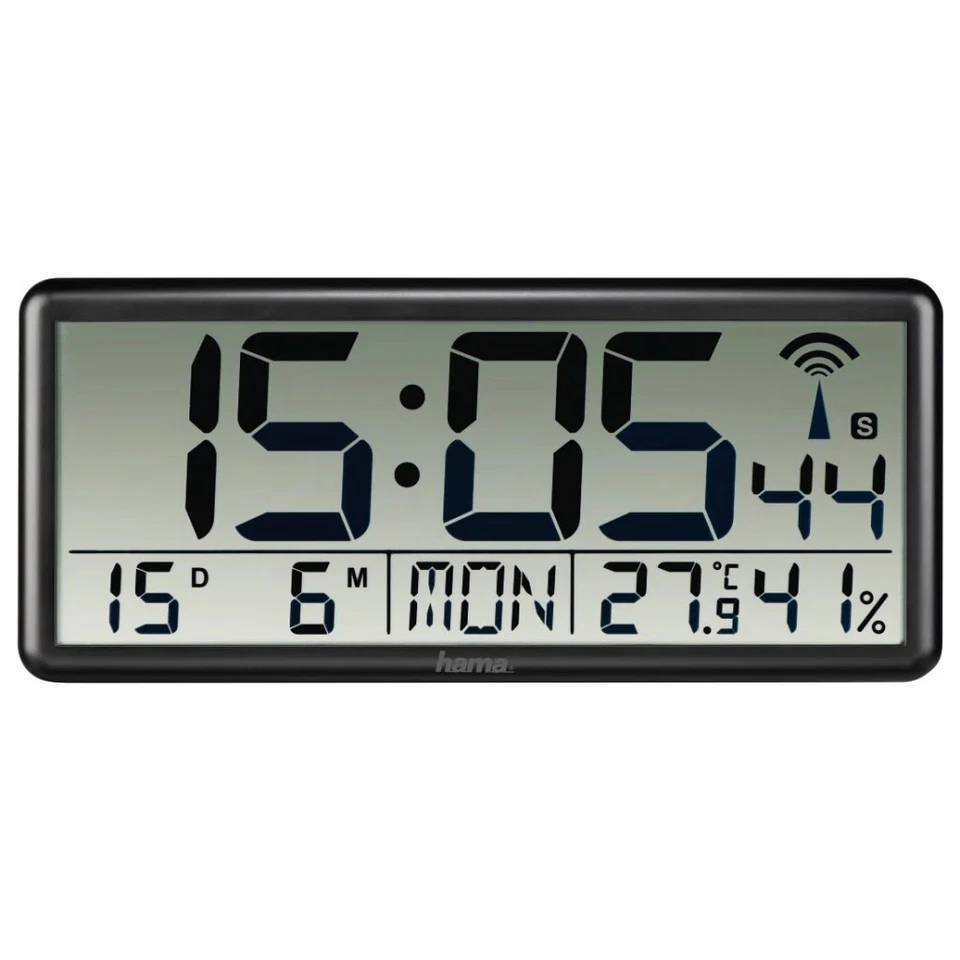 Hama digitale Funk-Wanduhr Jumbo Schwarz - Bild 1 von 2