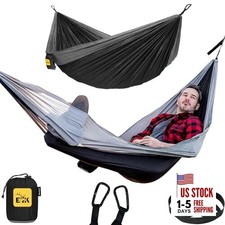 Single Hammock with Tree Straps - Lightweight Parachute Nylon for Outdoor 1