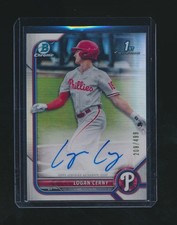 LOGAN CERNY 2022 BOWMAN CHROME 1ST REFRACTOR RC AUTO 209/499 #CPA-LC