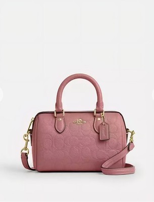 NWT Coach Mini Rowan Crossbody Bag Signature Leather Handbag CCF28 Peony