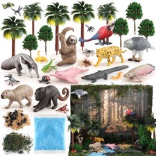 37PCS Rainforest Animals Figures Toys Set, 11.81 x 8.46 x 1.96 in, Colorful