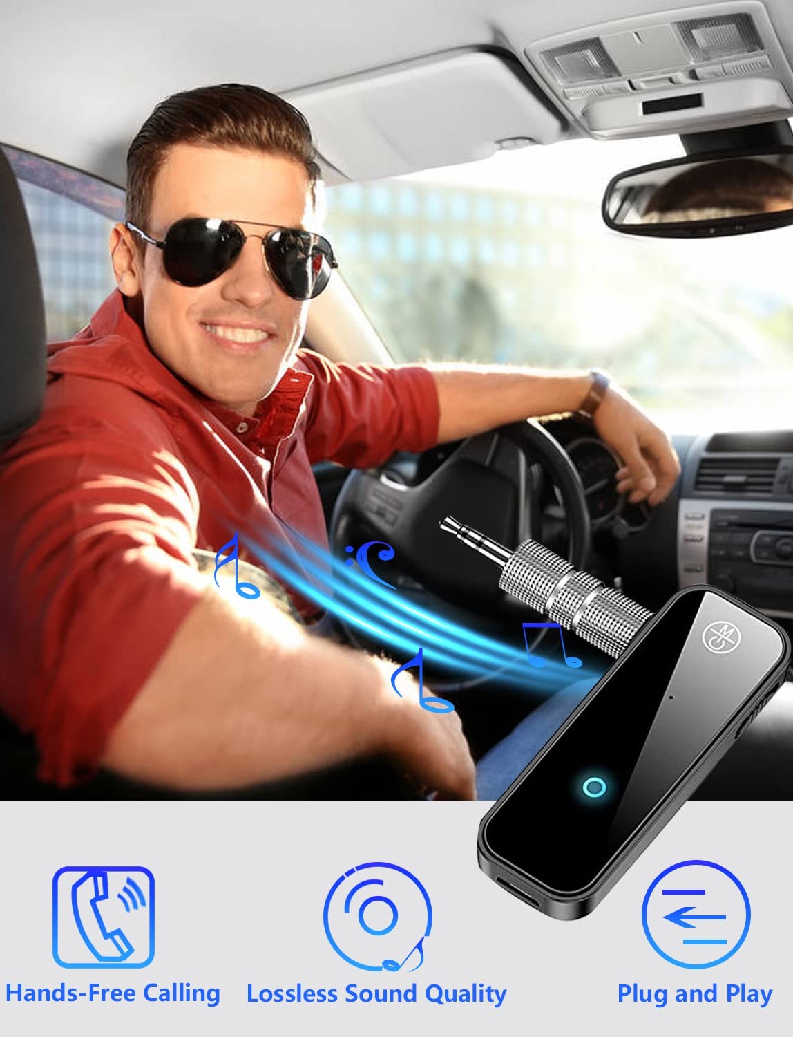 Bluetooth 5.0 Adapter 3.5mm Jack Aux Dongle 2in1 Wireless Transmitter Receiver F