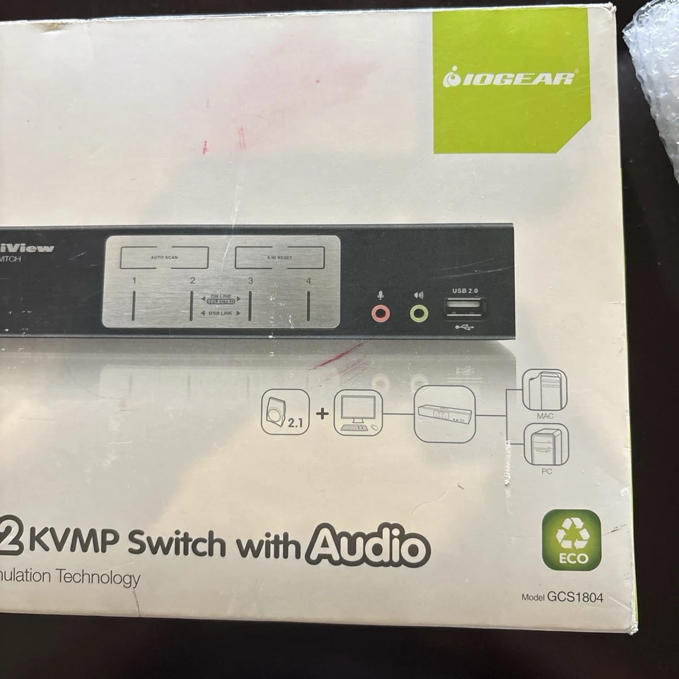 Iogear 4-Port USB/ PS/2  KVMP Switch With Audio GCS1804 BRAND NEW IN BOX - Image 4 of 4