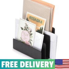 Modern Black 3-Slot Desktop Mail Holder Freestanding Letter Organizer