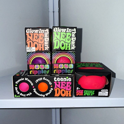 Nee Doh RARE Glow-in-the-Dark Green,Orange+Ripples pink,purple+Pup+Og teenie 3pc