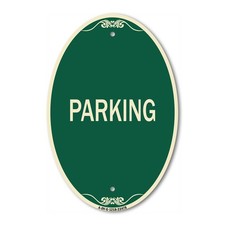 SignMission Designer Series Sign - Parking 12" x 18" Green Aluminum Oval Sign