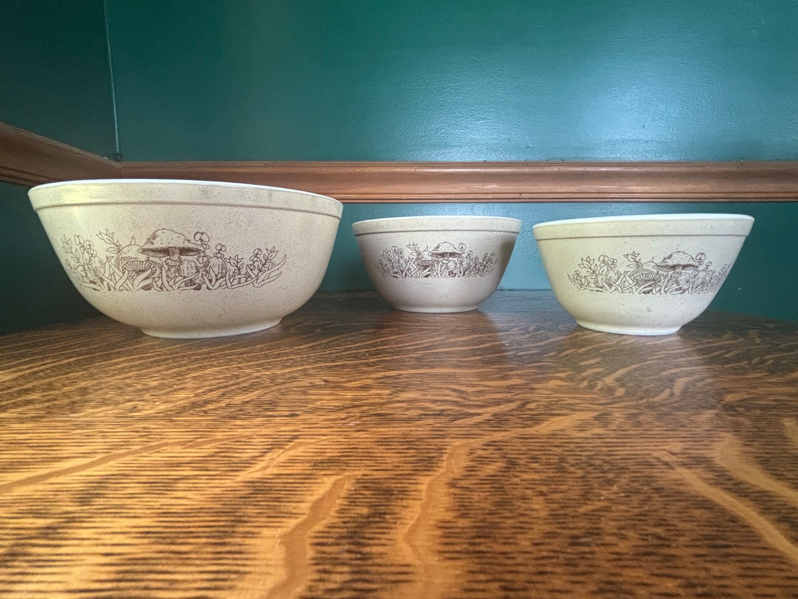 3 Piece Pyrex Forest Fancies Mushroom Nesting Mixing Bowl Set #401, 402, 403